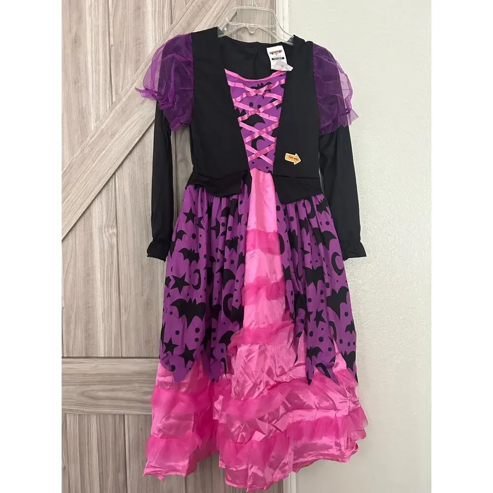 NIB Spooktacular Creations witch costume girl Med 8-10 pink and purple